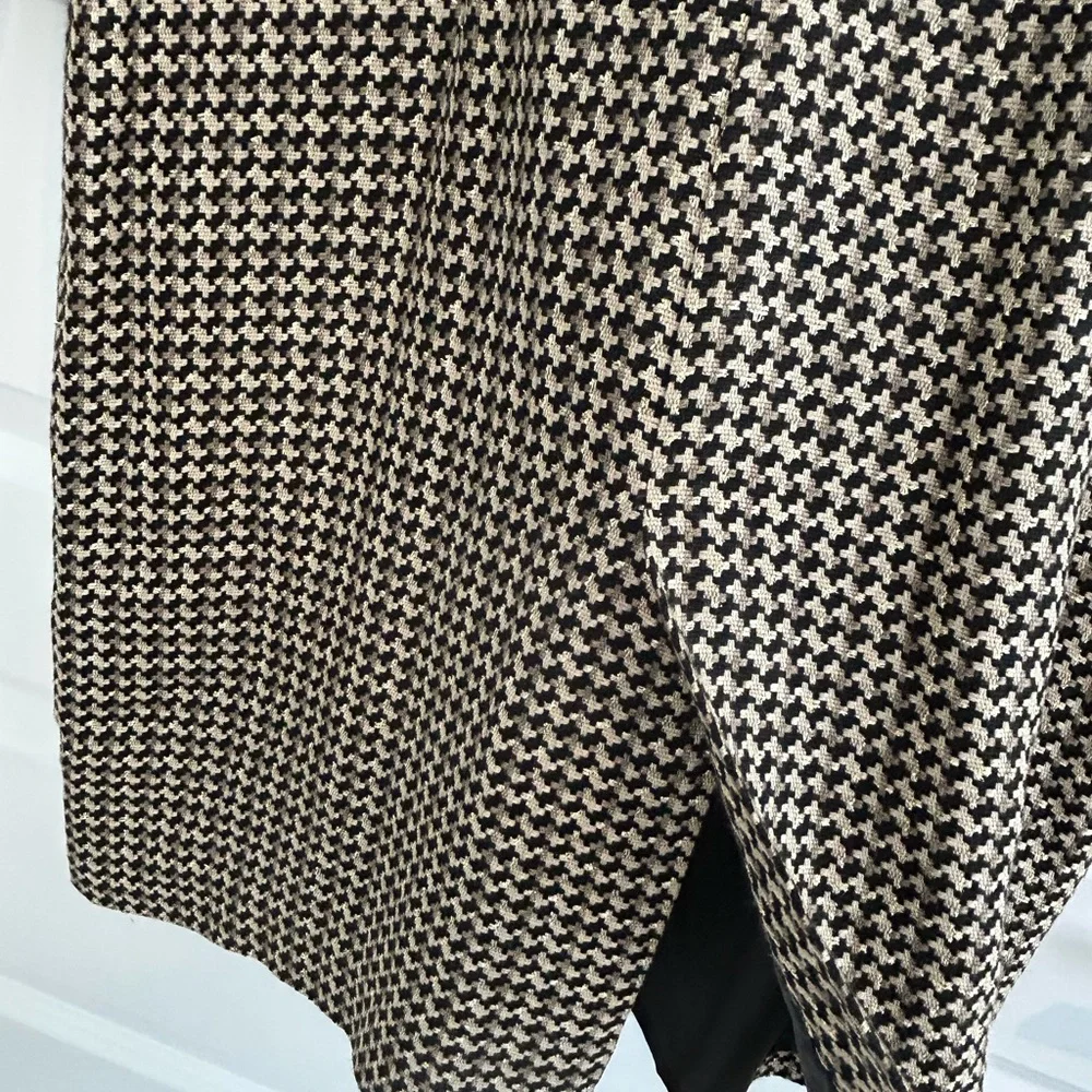 Lanz Originals Tweed Dress Tan Black Gold Metallic Size 6